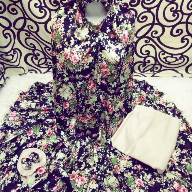 Mukena shabby / mukena atasan bawahan / mukena hitam bunga / maxmara
