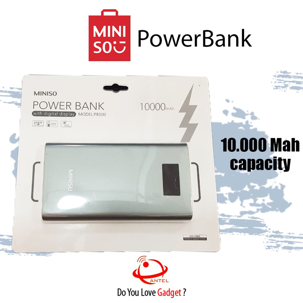 Power Bank / Powerbank MINISO 10000 Mah Silver PB100 Murah PB