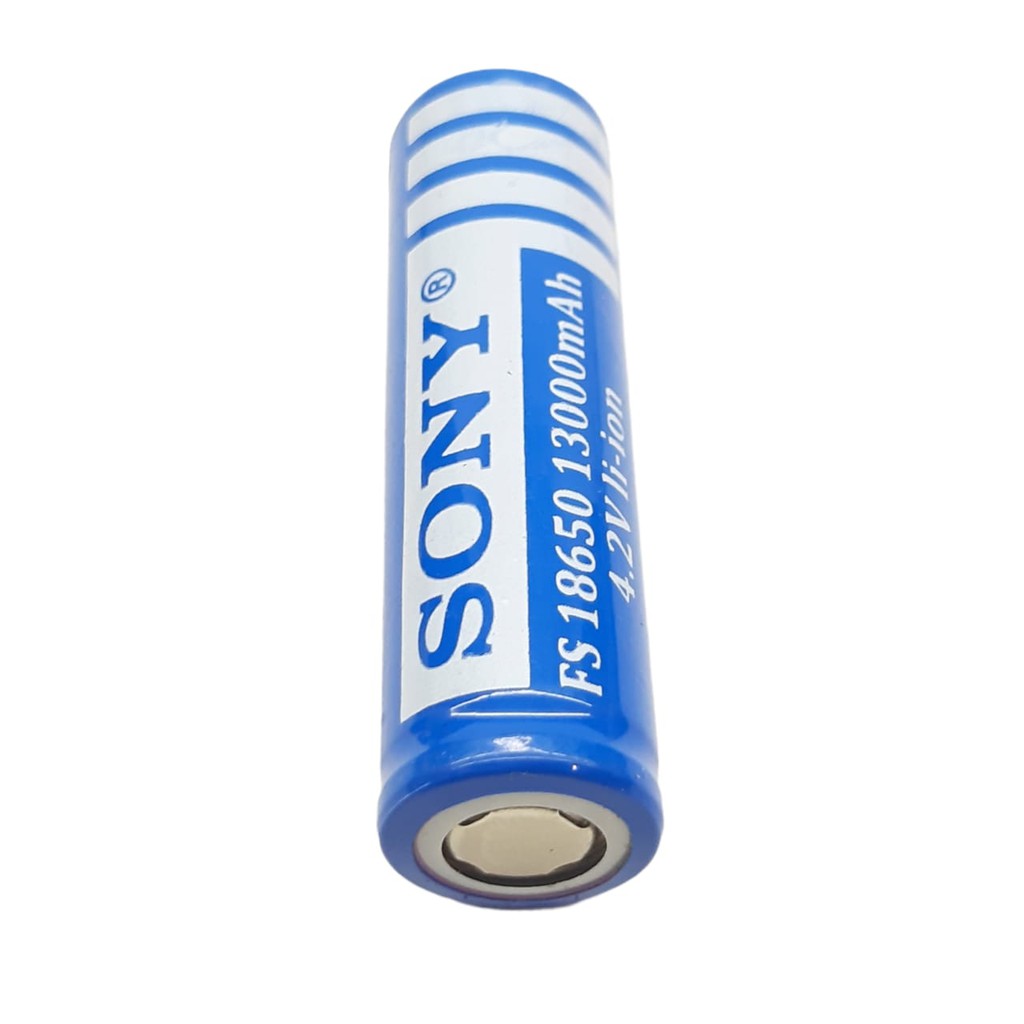 Baterai 18650 Charger Li-ion 4.2volt-13000mAh Warna Biru Tube Positif Flat Isi 1 Buah