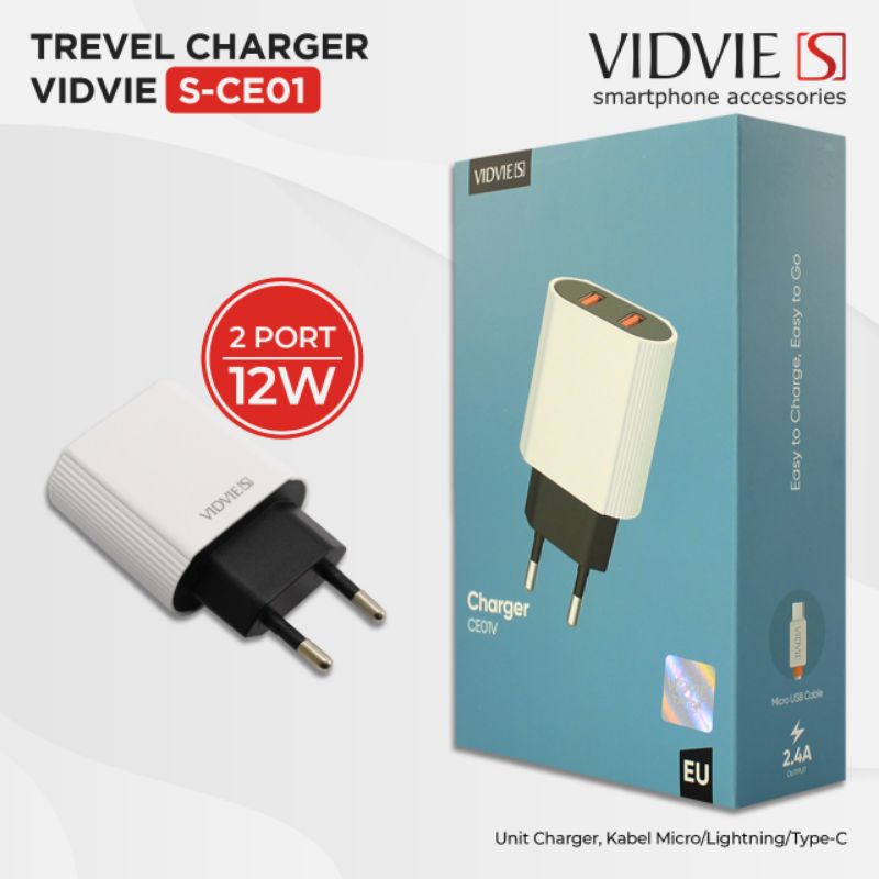 TRAVEL CHARGER DUAL PORT VIDVIE S-CE01