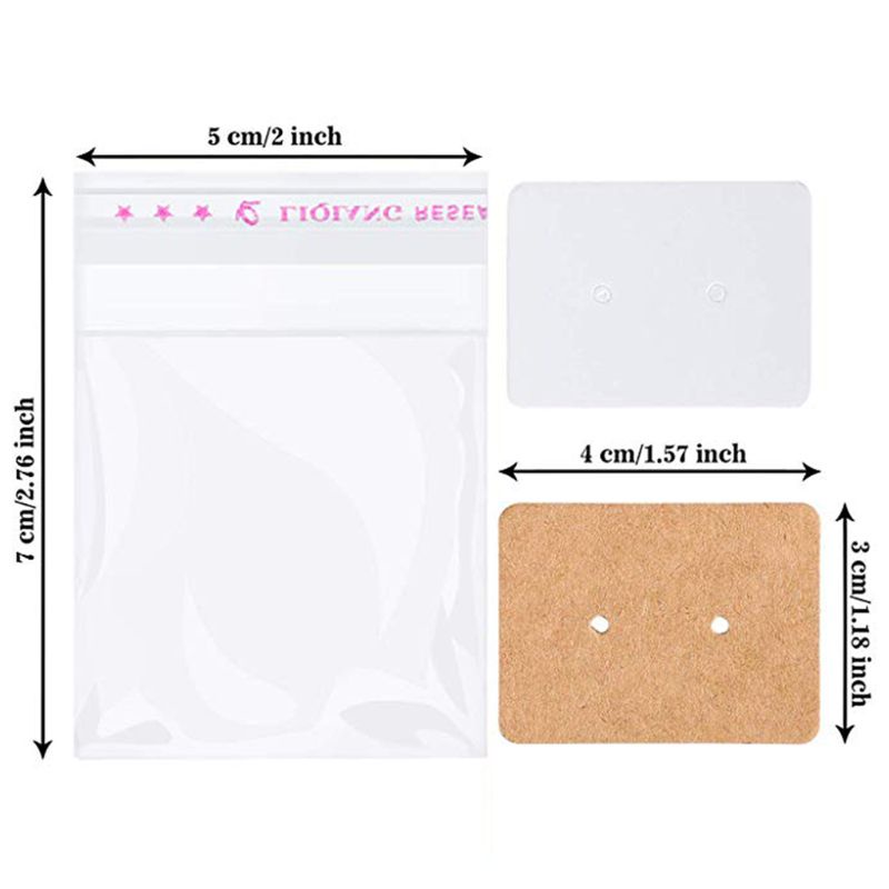 Siy Blank Earring Display Kraft Cards Kit Dengan Tas Segel Diri Dan Sandaran Anting