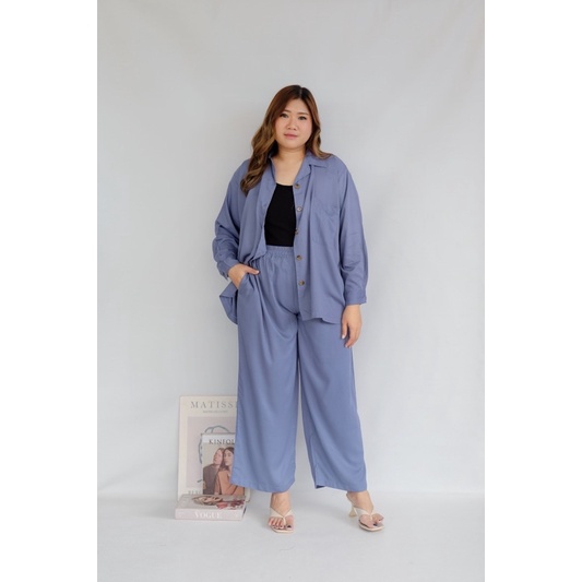 BIGWELL.ID MOZIA SET POLOS  - SETELAN WANITA BIG SIZE / SETELAN JUMBO / PIYAMA RAYON