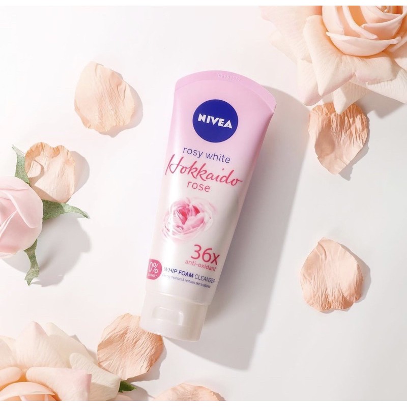 Nivea Hokkaido ORI ✔️ rose rosy white facial foam 100ml face wash sabun cuci muka hokaido pemutih