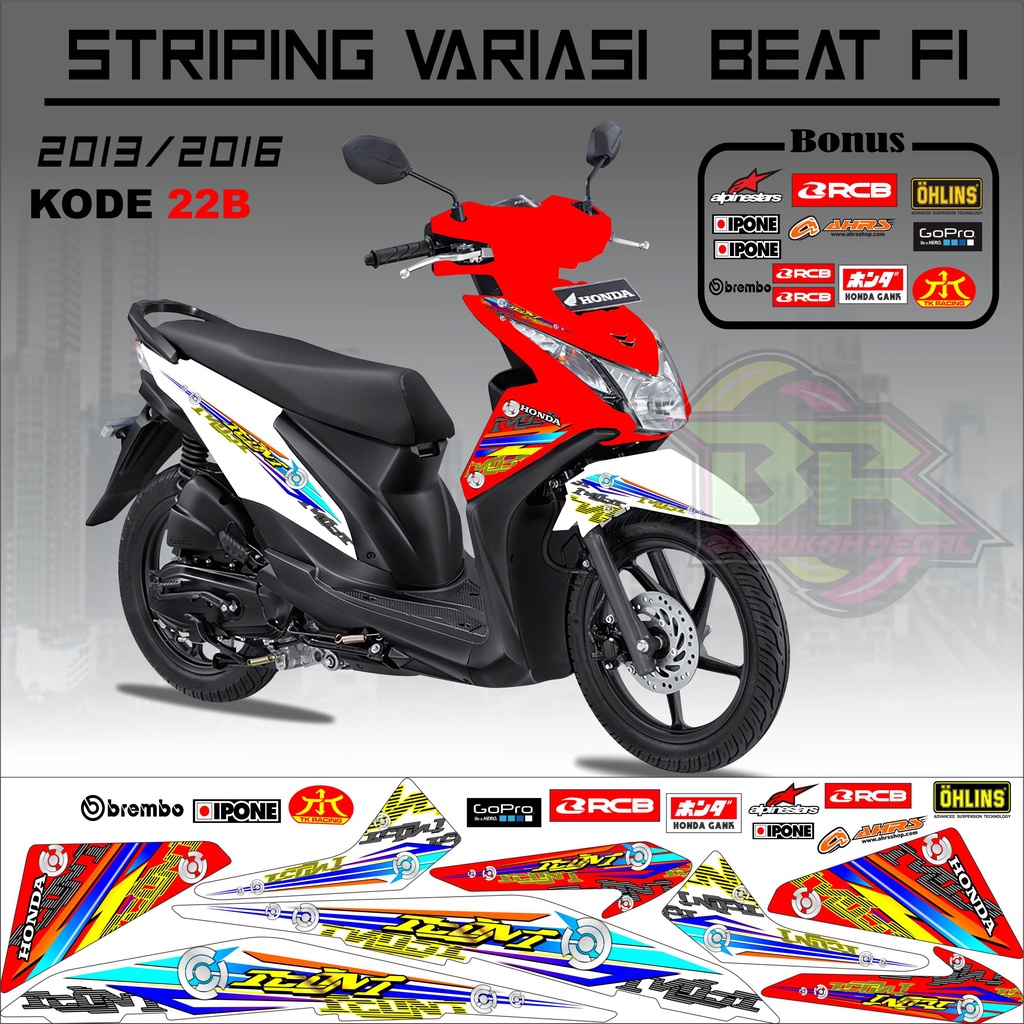 Striping Beat Fi 2013-2016 Stiker Lis Motor Beat Variasi kode 22