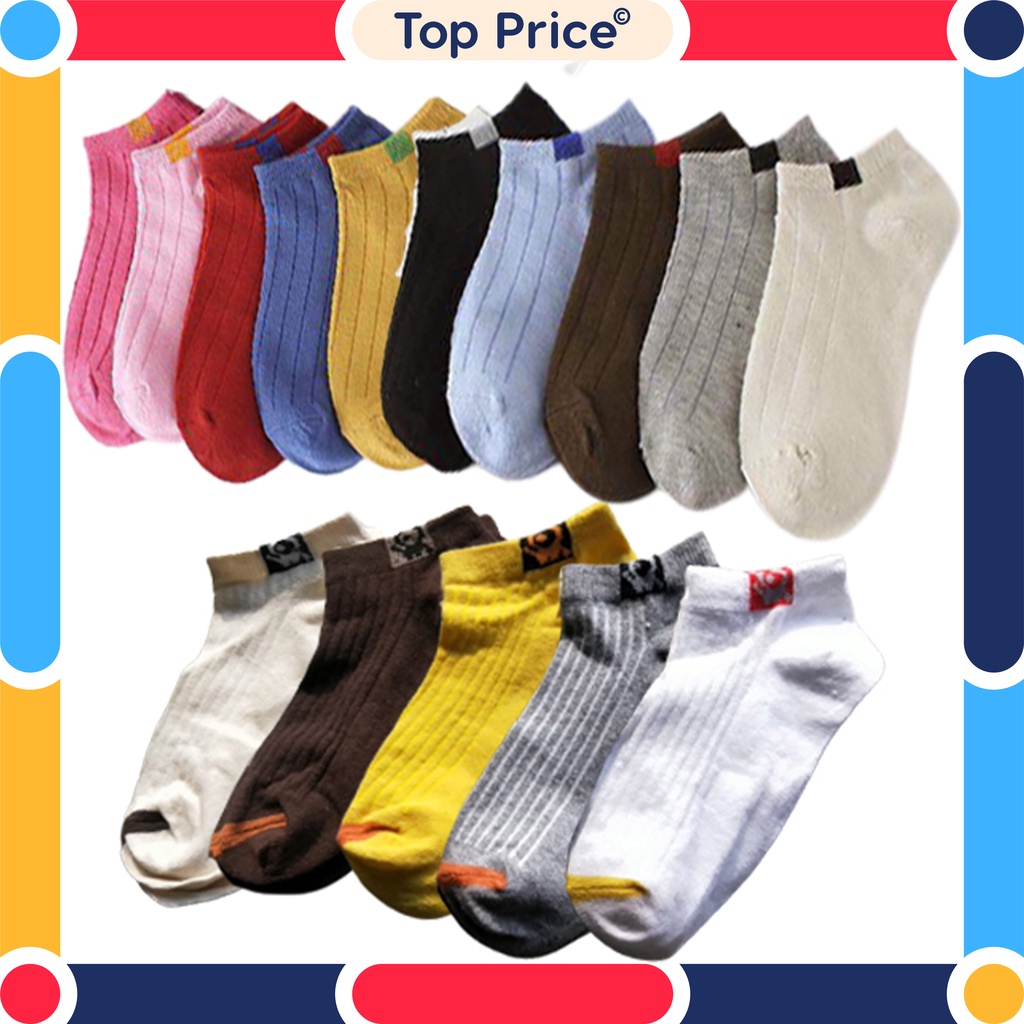 Topprice KAOS KAKI STRIP DUA KOREA /  KAOS KAKI DEWASA / KAOS KAKI PENDEK GARIS 2 cuci stock U16