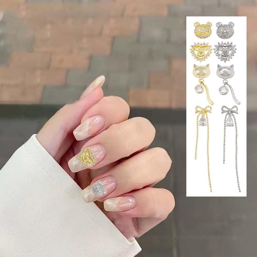 AUGUSTINA Augustina Dekorasi Nail Art Mewah Mengkilap 3D DIY Manicure Tools Rumbai Zirkon Perhiasan Nail Art