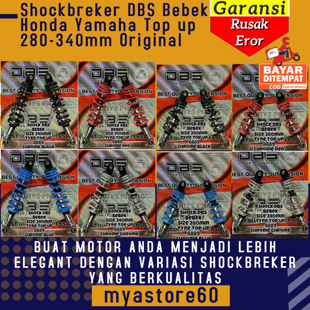 Shockbreker Shock Breker DBS Bebek Honda Yamaha Top up 280-340mm Original Shockbreaker Shock Breaker Kharisma Revo Blade Shogun Smash Rx King GL Cb150r Jupiter Vega F1ZR Lexam