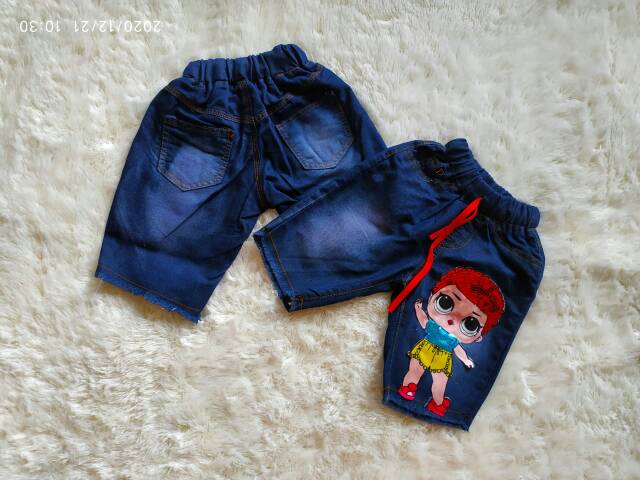 CELANA PENDEK JEANS ANAK LOL LED/ CELANA 3/4 ANAK LOL LED