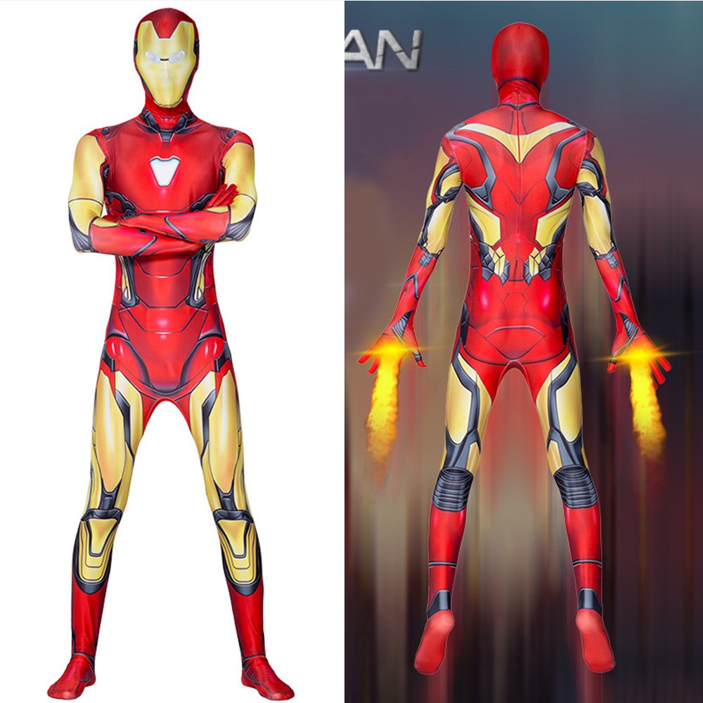 Avengers Iron Man Anak Laki-laki One-Piece Ketat Pakaian Cosplay Fulian Marvel Iron Man Spiderman Captain America Bertindak Anak Pakaian