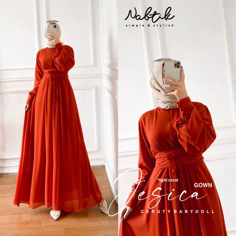 Gamis muslimah Jesica terbaru polos original by nabtik