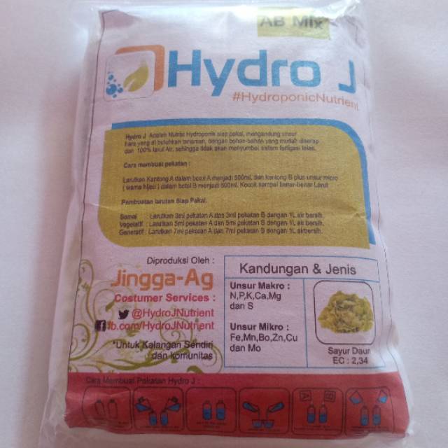 Pupuk sayuran hidroponik AB Mix/Pupuk Nutrisi Hidroponik sayuran daun AB Mix (Hydro J)/Pupuk AB Mix