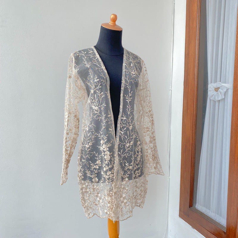 Cardigan outer dengan tile bordir mutiara