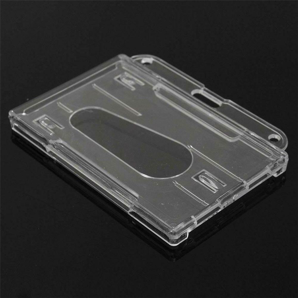 SKJK   Card Holder Horizontal 10Pcs ID Card Plastik Pass Badge Bening Case