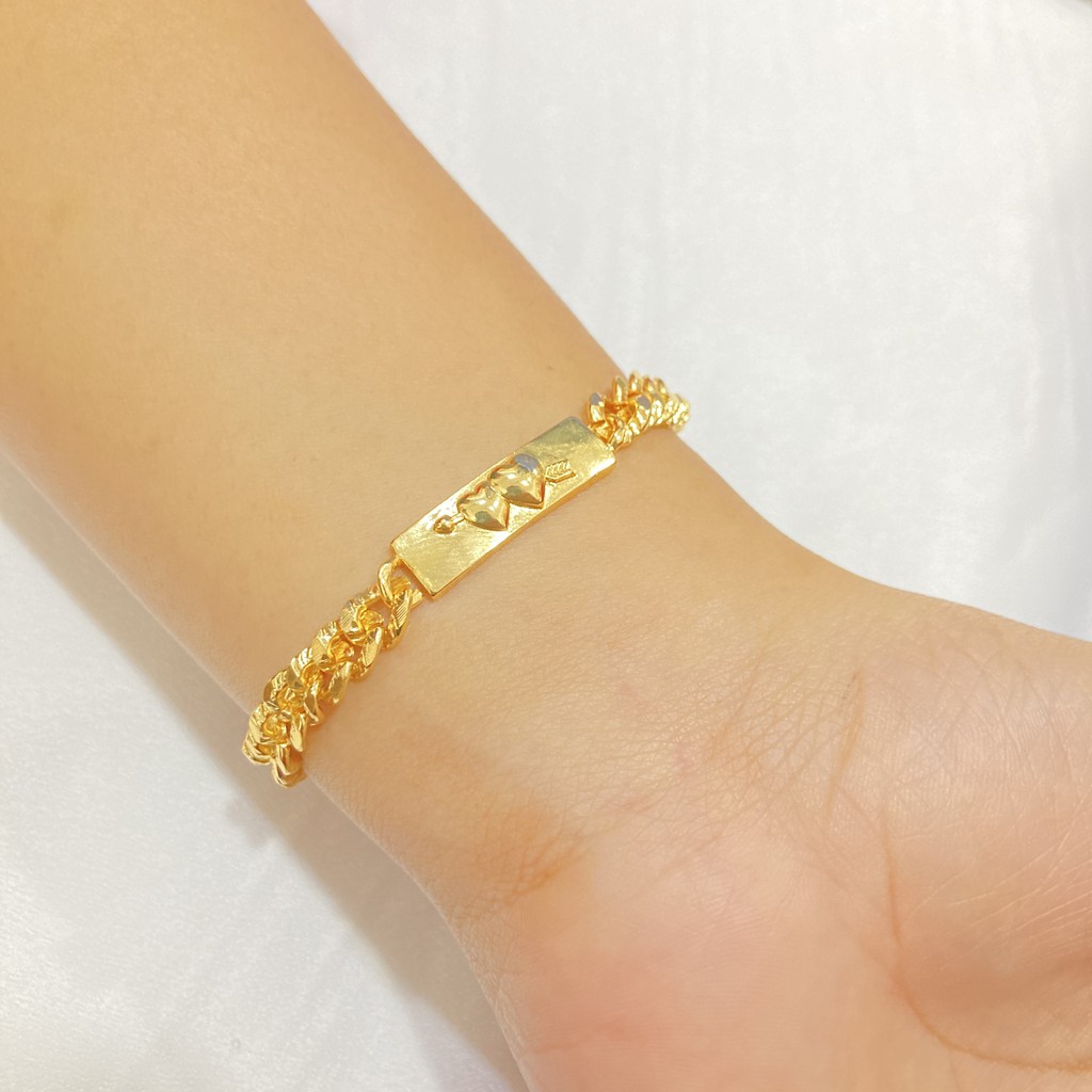 Gelang Rantai Plat Polos Lapis Emas Aksesoris Wanita