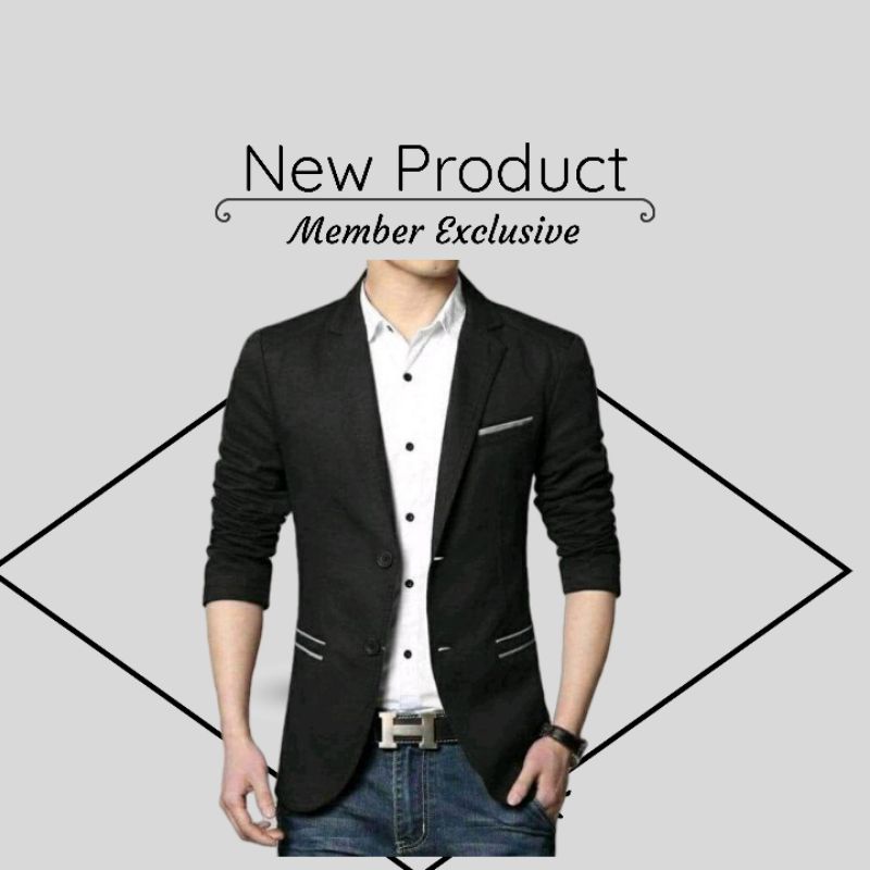 Jas Blazer Hitam List Putih, Jas Blazer Formal, Jas Blazer WisudaPria Dewasa 2022 / Jas Pengantin / 