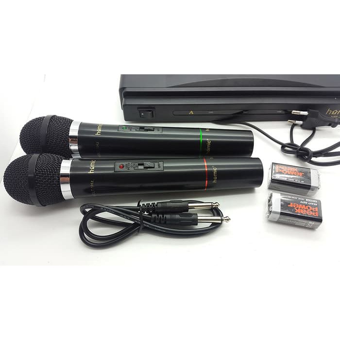 MIC WIRELESS TANPA KABEL DOBEL MERK HOMIC TYPE HM306 HM 306 HM-306