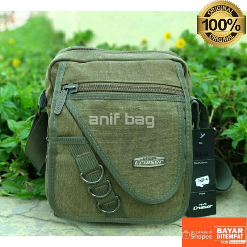 TAS SELEMPANG PRIA/TAS SELEMPANG COWOK/TAS SLEMPANG KANVAS SLING BAG PRIA KAIN CANFAS KUAT DAN AWET