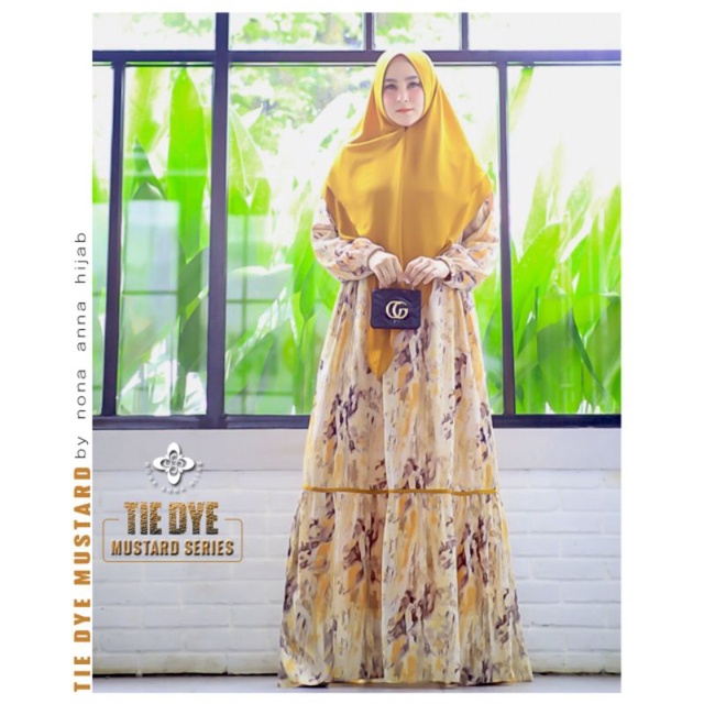 Gamis tye dye mustard by nona anna hijab