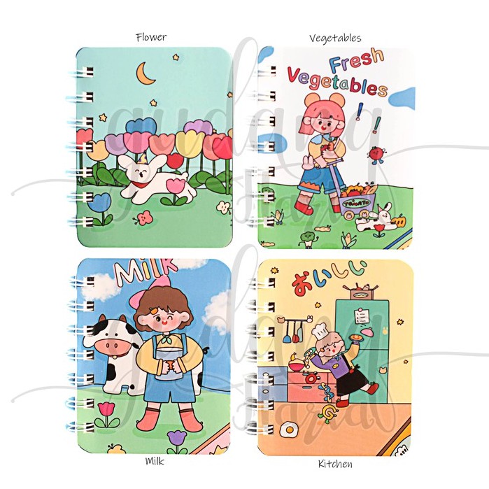 Notebook Mini Spiral Milk Girl Buku Mini Susu Flower Cooking GH 308736