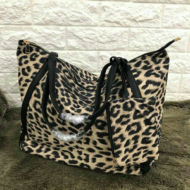 leopard tote bag / tote bag nylon / tas anti air / tas kantor tote bag