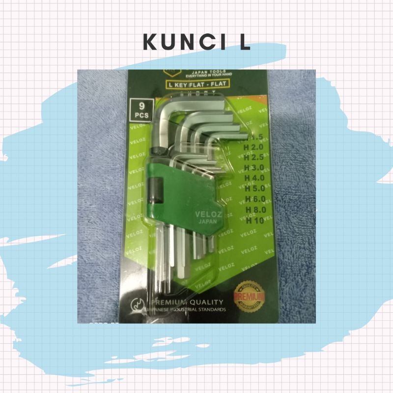 KUNCI L SET (9PCS) VELOZ SEGIENAM - SEGIENAM PENDEK / VELOZ L KEY