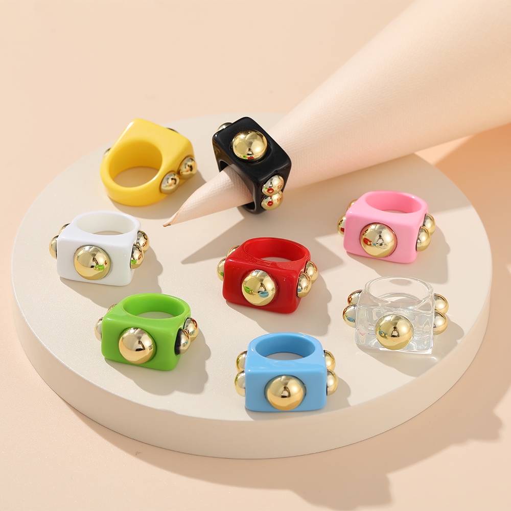 Korean Colorful Resin Ring Personalized Geometric Finger Rings Women Jewelry Accessories