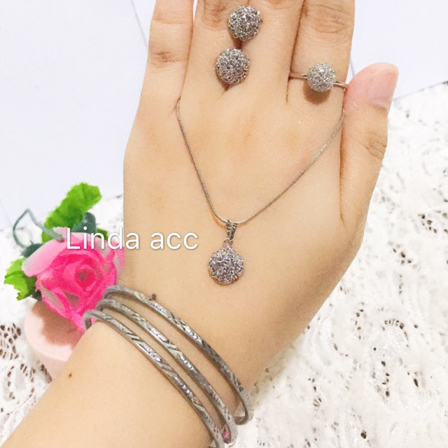 set xuping lapis emas putih gelang 3 biji 88