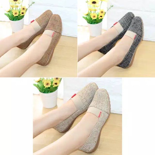 Flatshoes wanita anak perempuan rajut kekinian sendal flatshoes murah import sekolah flat shoes kuli