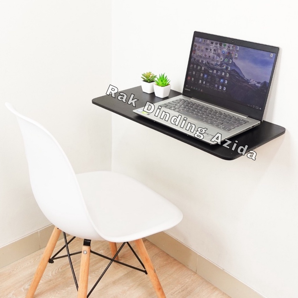 Meja Lipat Dinding 80 x 40 Meja Belajar Kerja Dinding Ambalan Tempel Braket Besi Engsel Laptop Kompu
