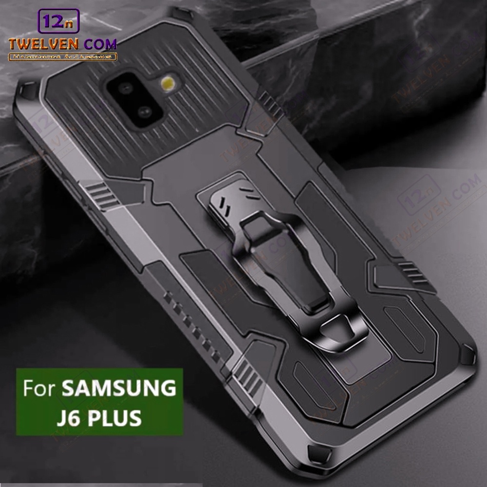 Case Shockproof Samsung J6 Plus Armor Hardcase Stand Clip