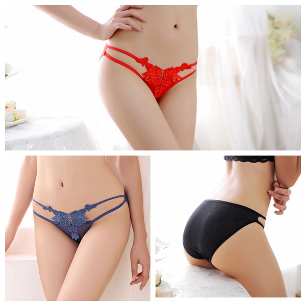 (COD) Celana Dalam Wanita Bunga Transparan Sexy G String Panties C063