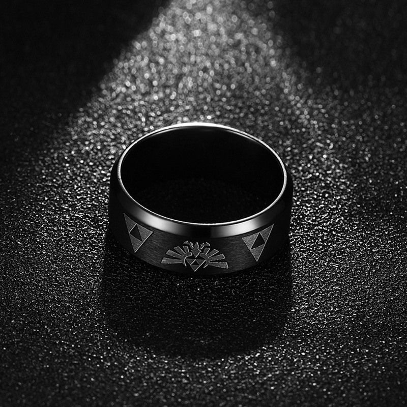 Cincin Bahan Stainless Steel Ukuran 8mm Warna Hitam Untuk Pria