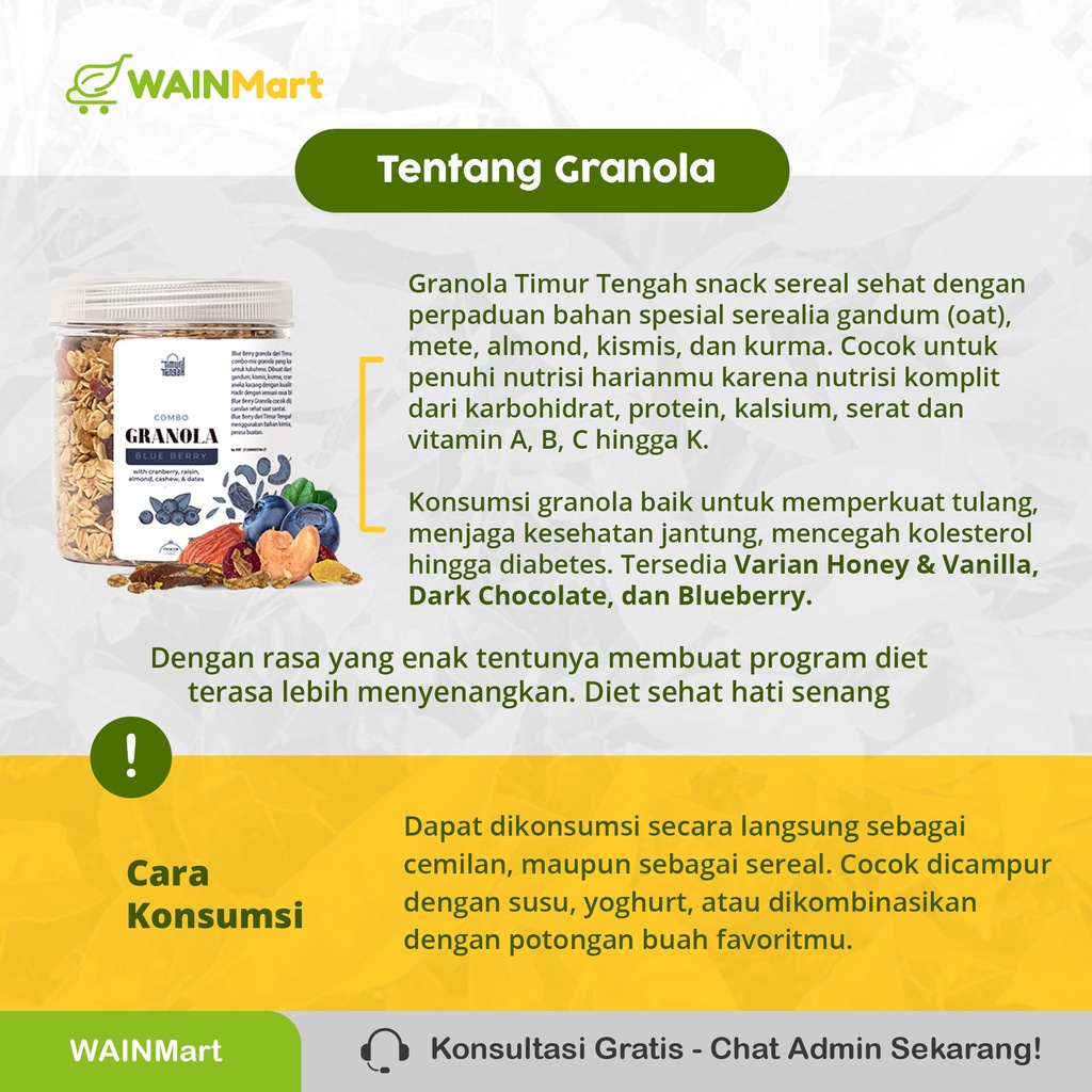 Granola Timur Tengah Sereal Sarapan Makanan Sehat High Quality Berbagai Varian Rasa Makanan Sehat High Quality