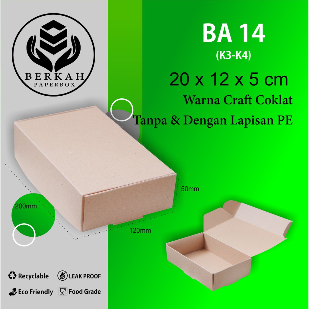 Box Brownies Dus Brownies 20x12 Bahan 325 Gsm Laminasi (B14K4-20X12X5)