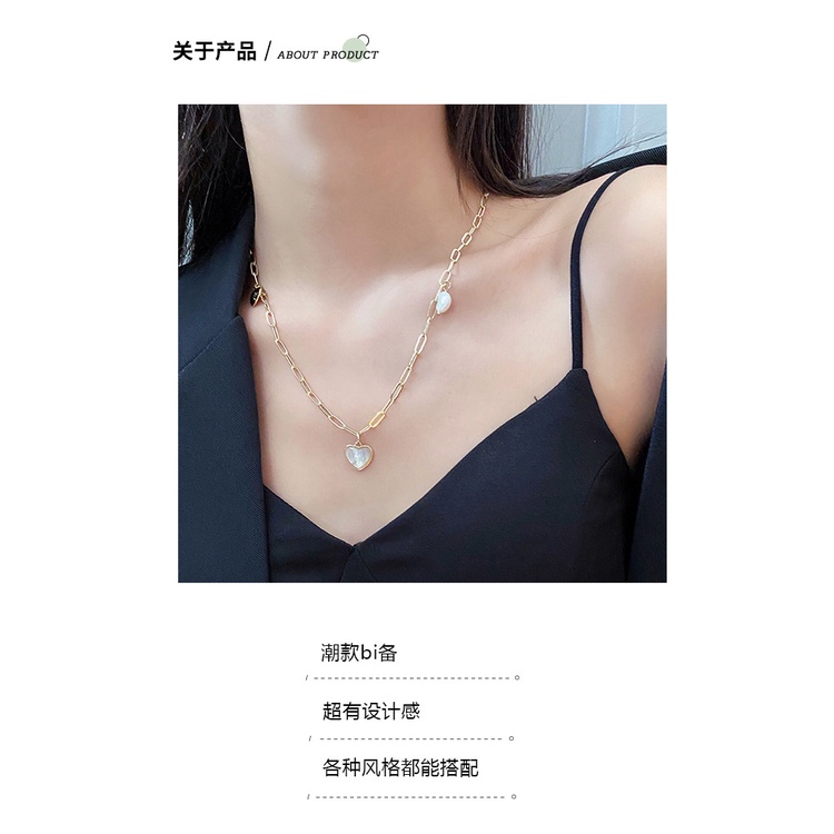 Jepang dan Korea gaya hipster cinta kalung mutiara wanita ins gaya dingin elegan shell peach heart s