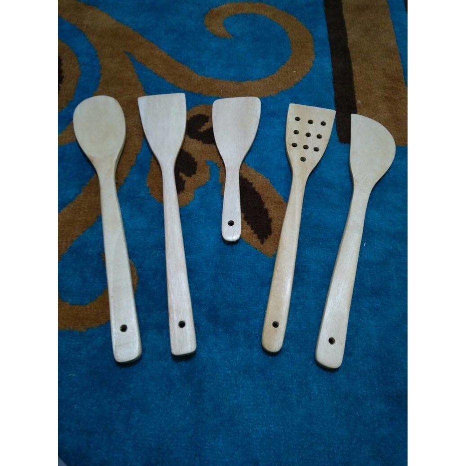Sutil/Sendok/Spatula/Sodet Kayu Mahoni set isi 5 pcs