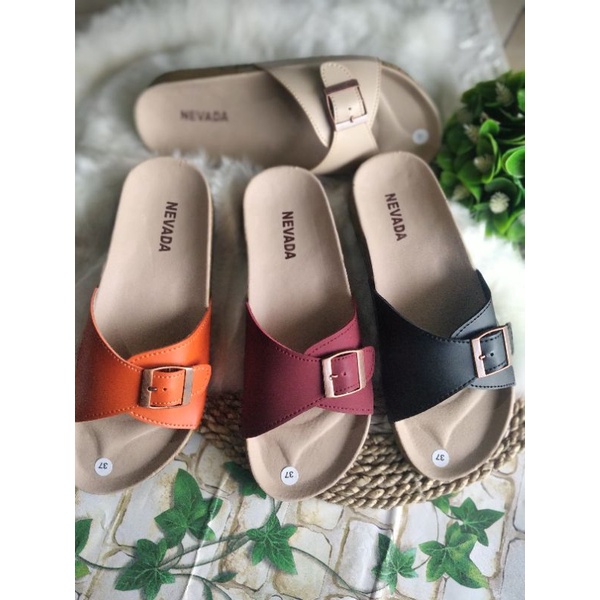 Sandal flet nevad terbaru/  puyuh gesper