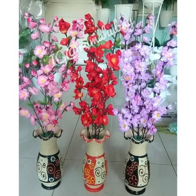 Bunga Sakura Vas Tanah Liat Lukis Shopee Indonesia