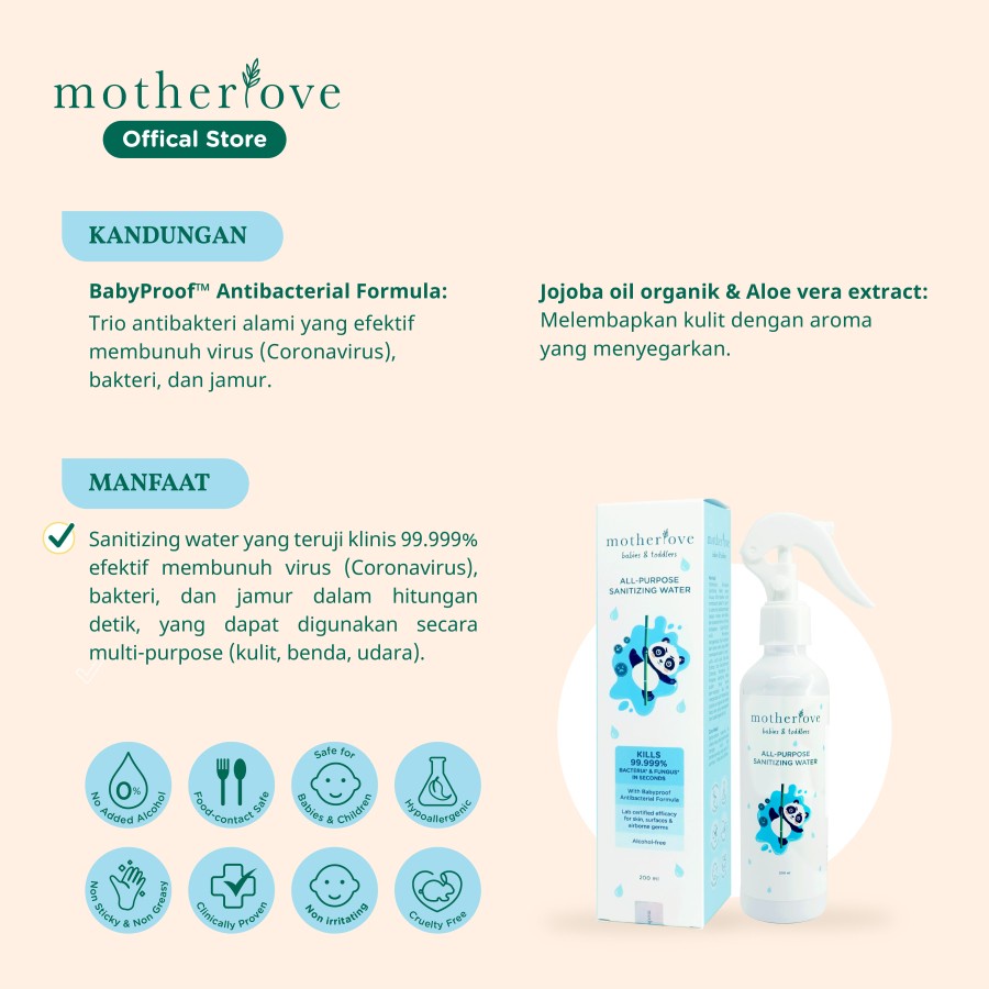 MOTHERLOVE SANITIZING WATER 200ML