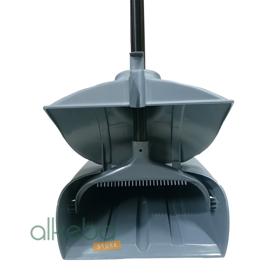 Dustpan With Broom / Pengki Buka Tutup dan Sapu Import warna hitam