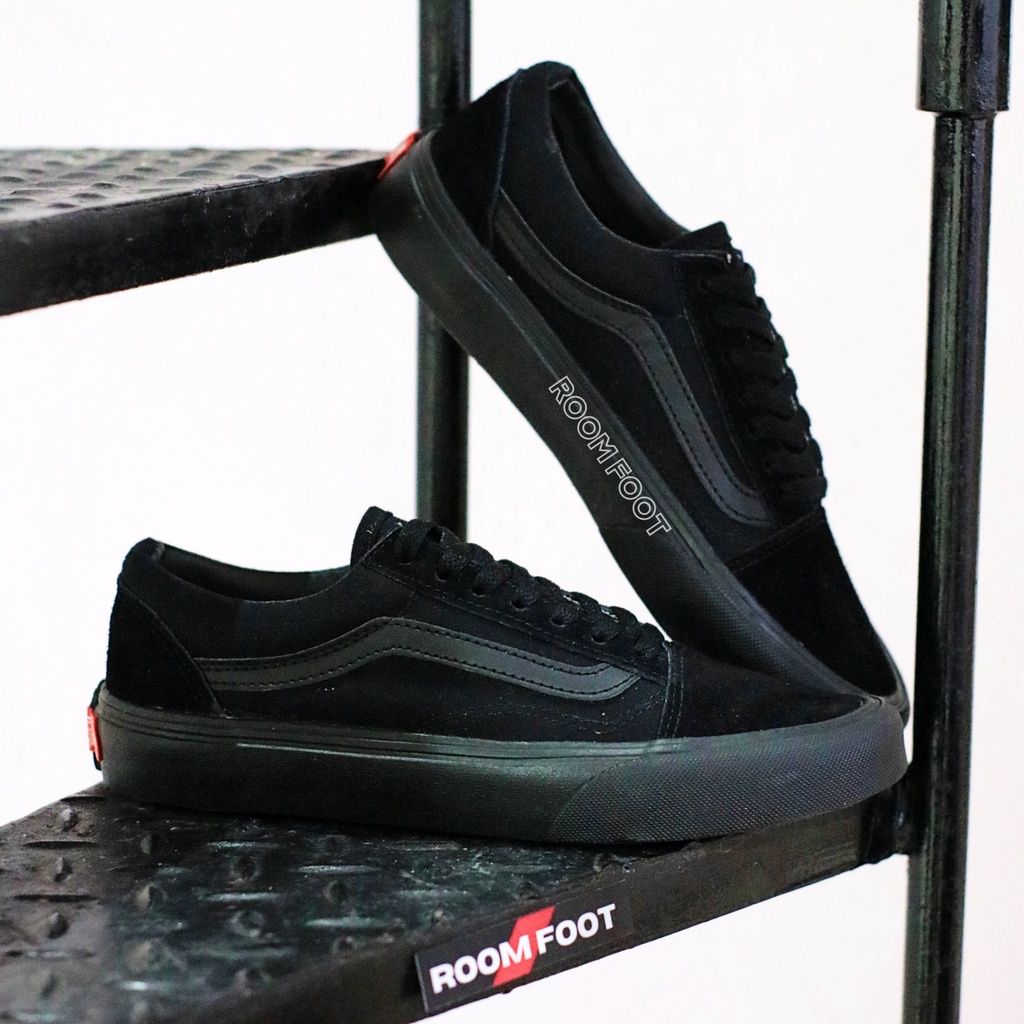 Sepatu Old Skool Full Black / Sneakers OldSkool All Black Hitam Polos