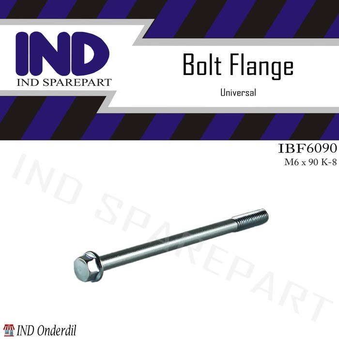 IND Onderdil Baut/Baud/Bolt Flange/Topi M6x90 / 6x90 K8/Kunci 8