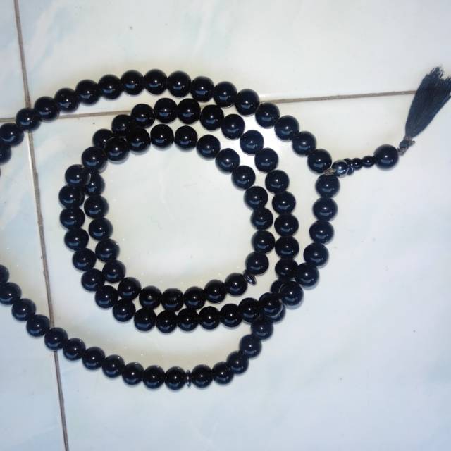 Tasbih Batu Black onyx 99 ukuran besar/Tasbih Blustin/Tasbih hitam
