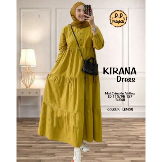 KIRANA GAMIS WANITA MATERIAL CRINGKLE AIRFLOW BAHAN ADEM TERBARU BY DnD