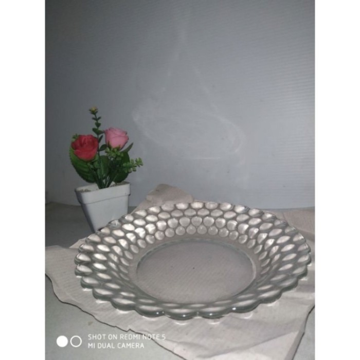 Piring Kaca Motif 9inch - Piring makan beling 9" Gojek grab only
