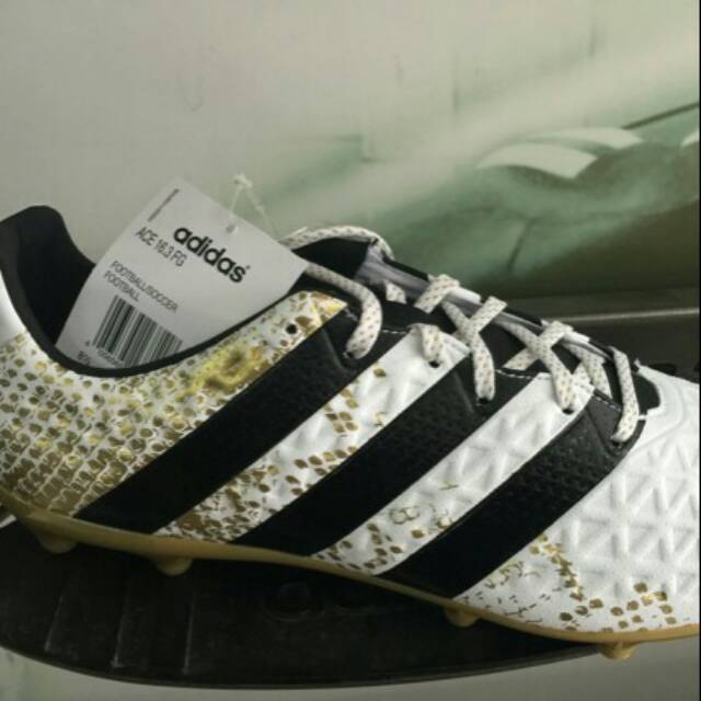 NEW sepatu bola adidas ACE 16.3 FG white black gold original 100% new2016