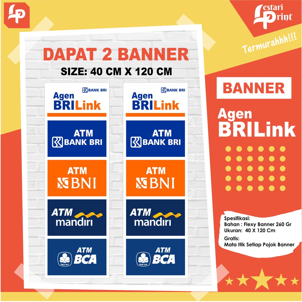 BANNER AGEN BRILINK 40CM X 120CM  BELI 1 GRATIS 1  / BANNER BRILINK / SPANDUK AGEN BRILINK / SPANDUK