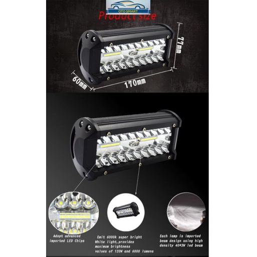 LAMPU TEMBAK SOROT LED CWL 40LED  MOTOR/MOBIL 12V-24V WORKLIGHT