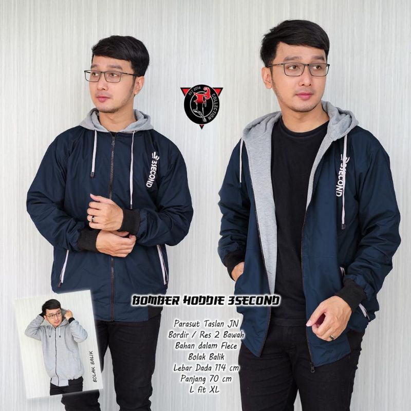 jaket bomber 3 sco Hoodie 3 second pria