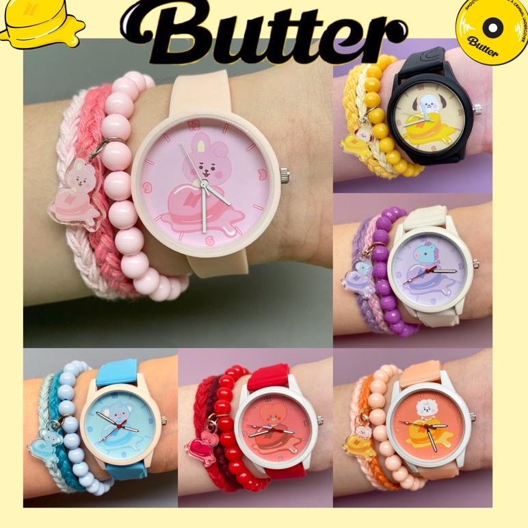 {KOL.11Au22q} Jam Tangan BTS BT21 BUTTER EDITION/ Gelang BTS / Gelang BT21 / Gelang BT21 Butter
